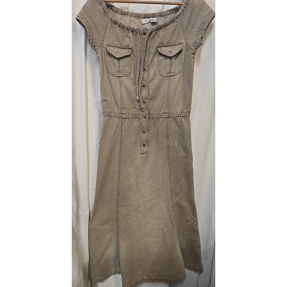 Newport News Jeanology Denim Women's Dress 8 Midi Cottagecore Quiet Luxury - Picture 10 of 14